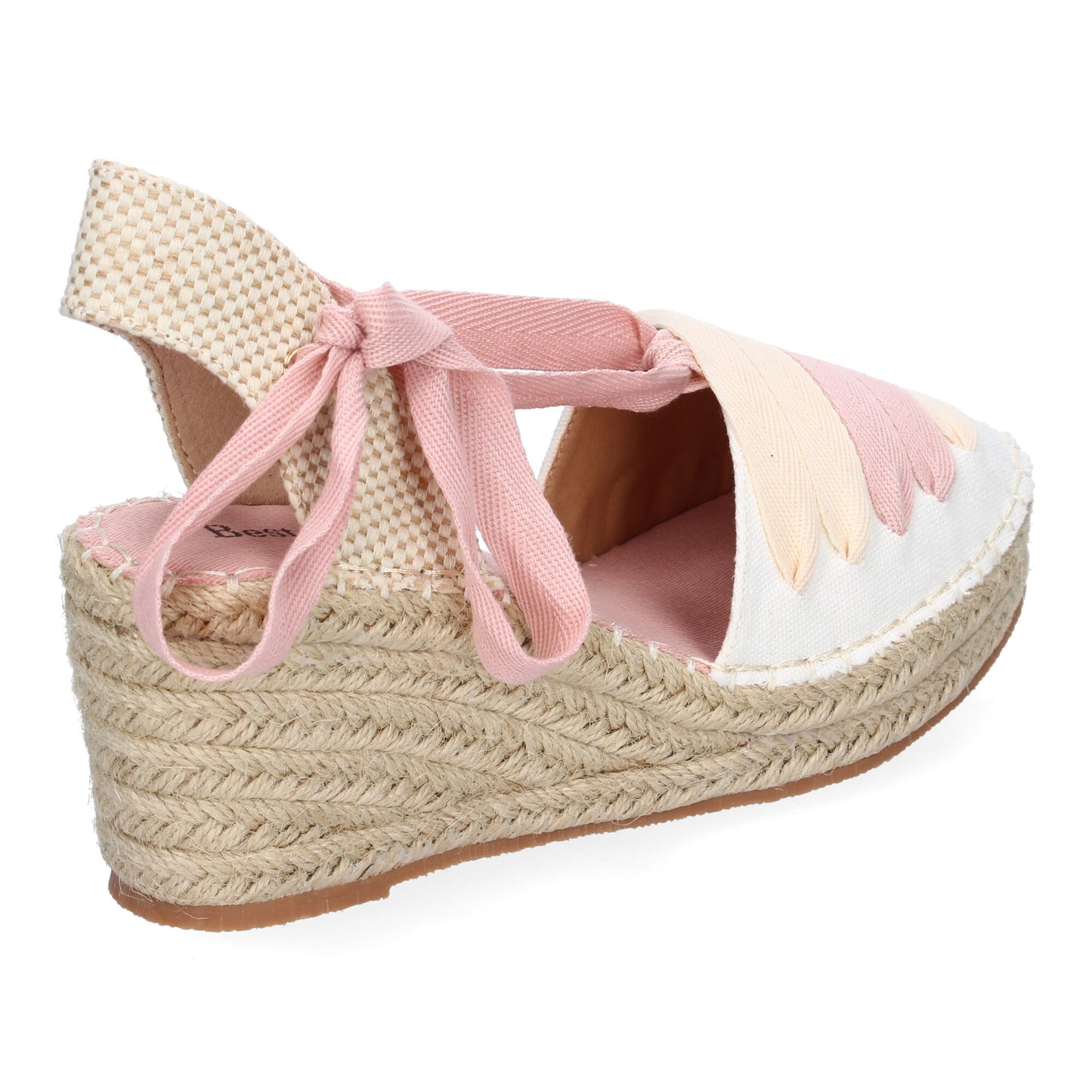 Sandalia de Cuña de Yute LL7U3 Rosa con Cintas para Mujer