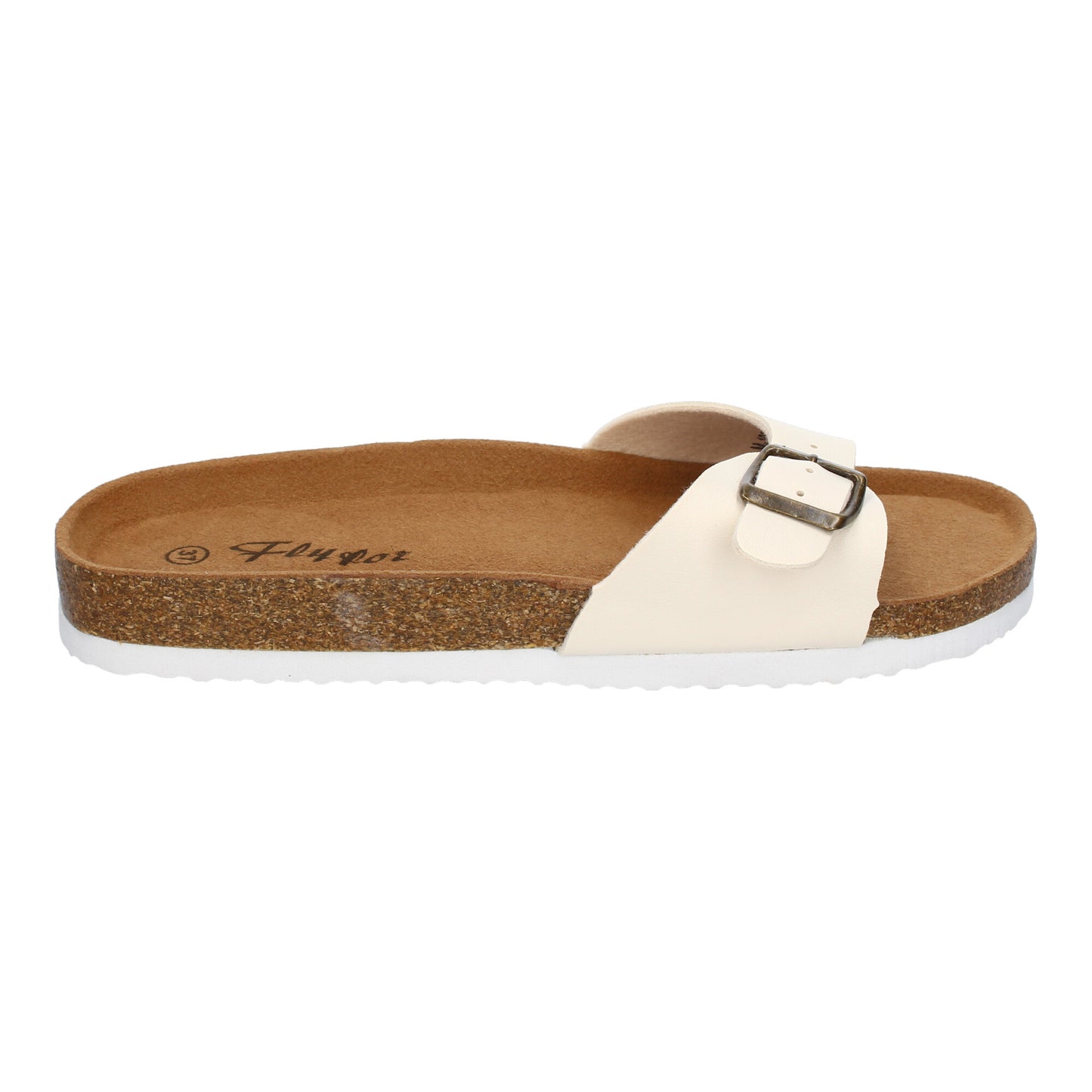Sandalia Plana de Bio M-102 Beige con Hebilla para Mujer