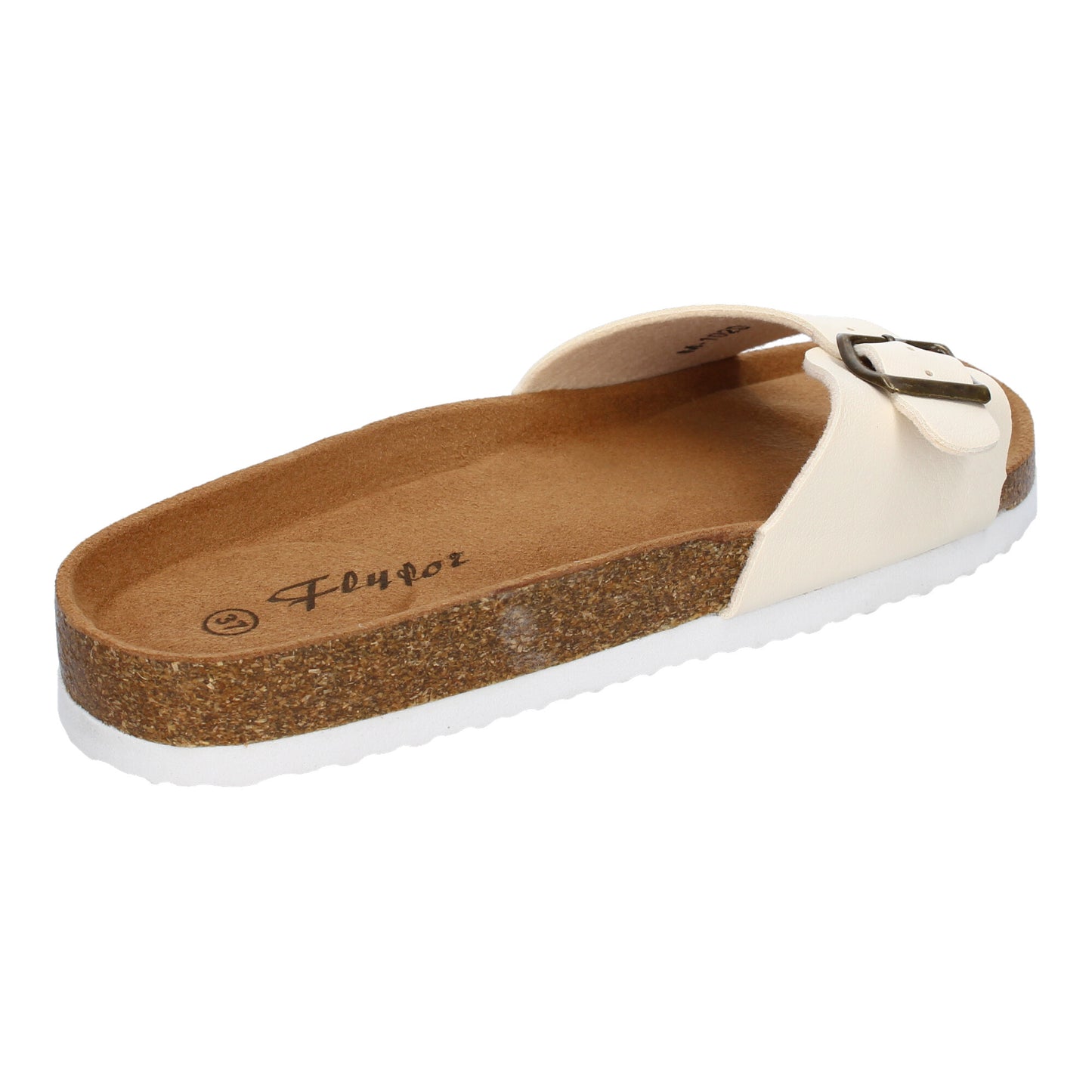 Sandalia Plana de Bio M-102 Beige con Hebilla para Mujer