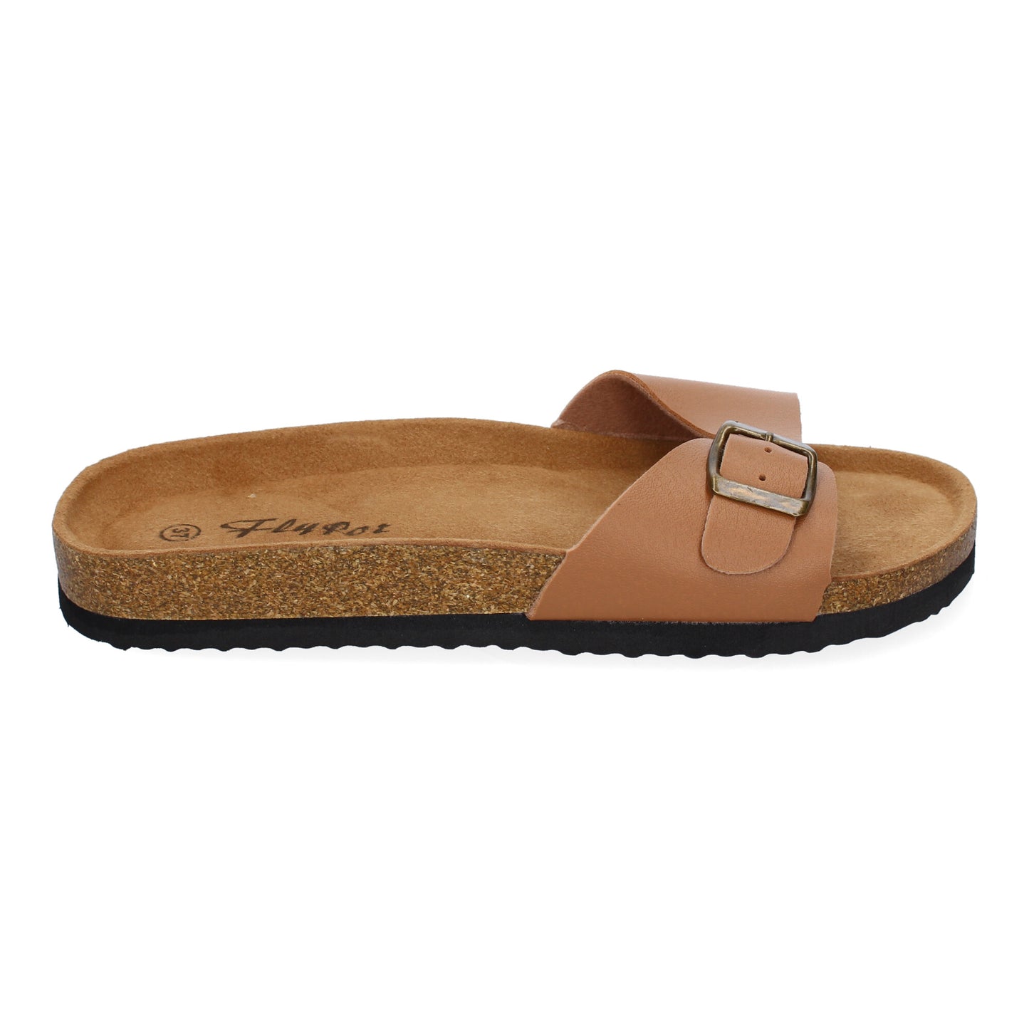 Sandalia Plana de Bio M-102 Taupe con Hebilla para Mujer