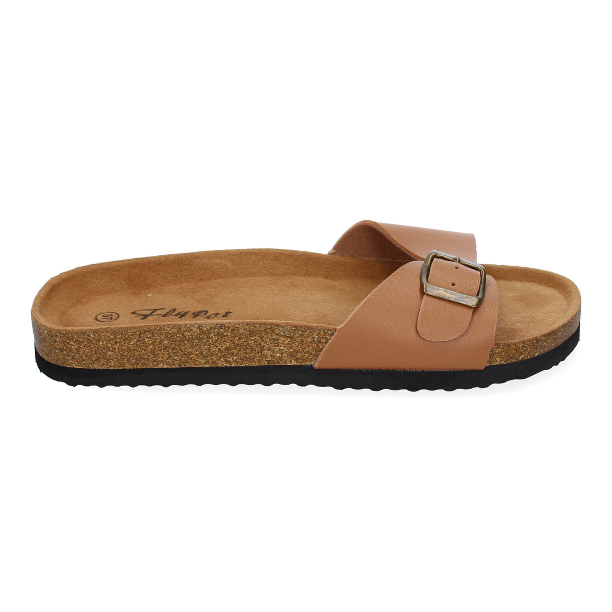 Sandalia Plana de Bio M-102 Taupe con Hebilla para Mujer