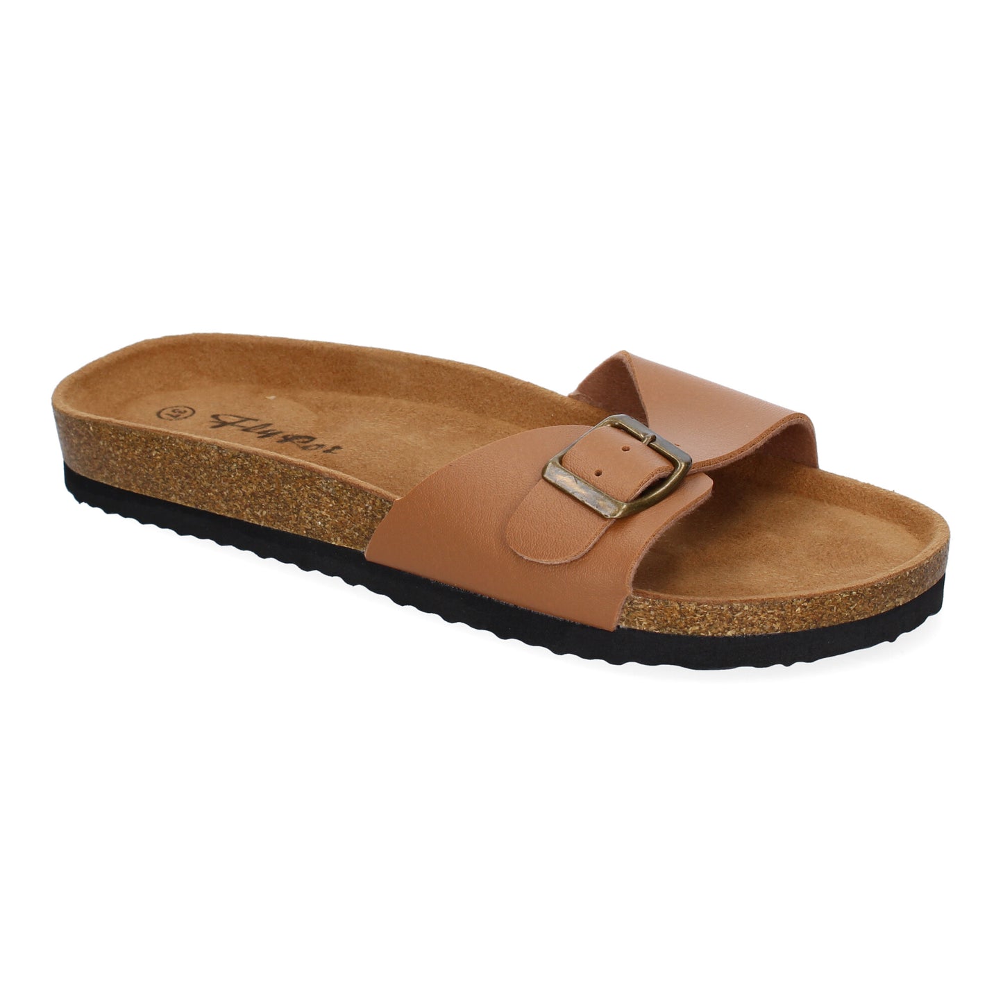 Sandalia Plana de Bio M-102 Taupe con Hebilla para Mujer