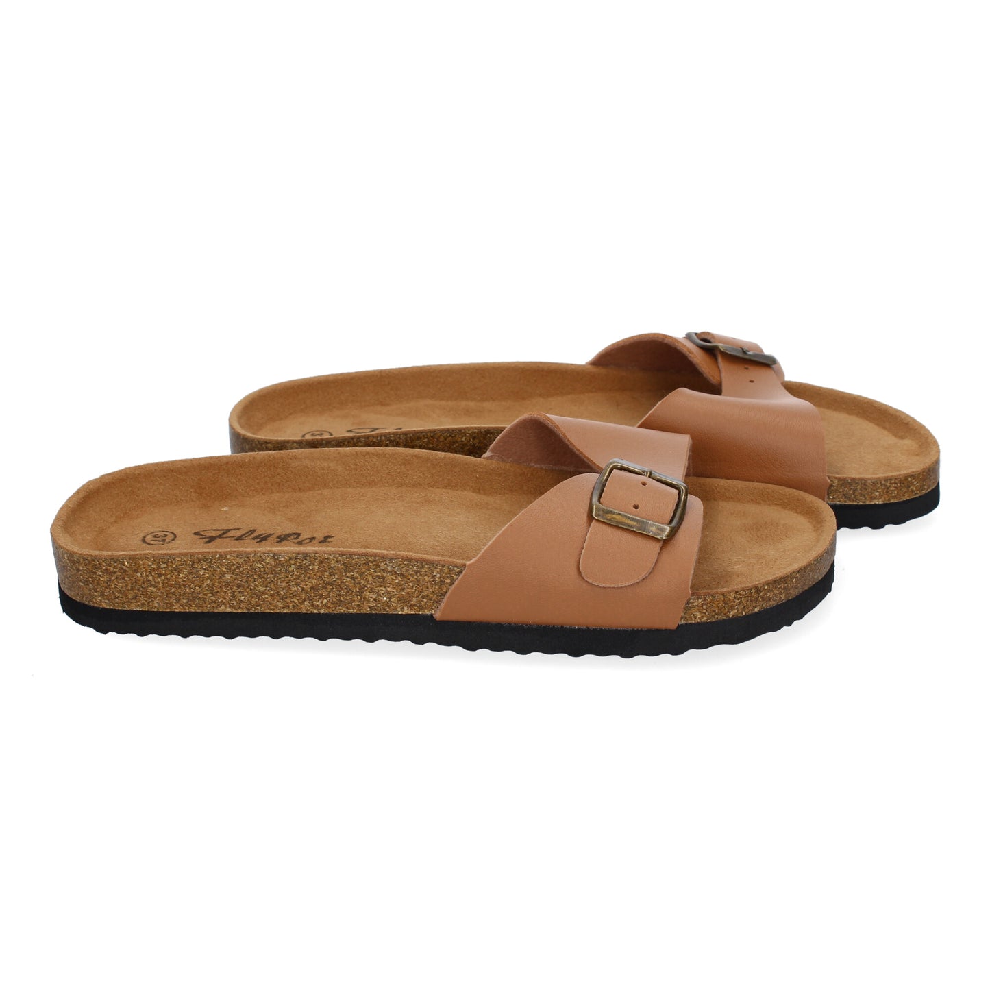Sandalia Plana de Bio M-102 Taupe con Hebilla para Mujer
