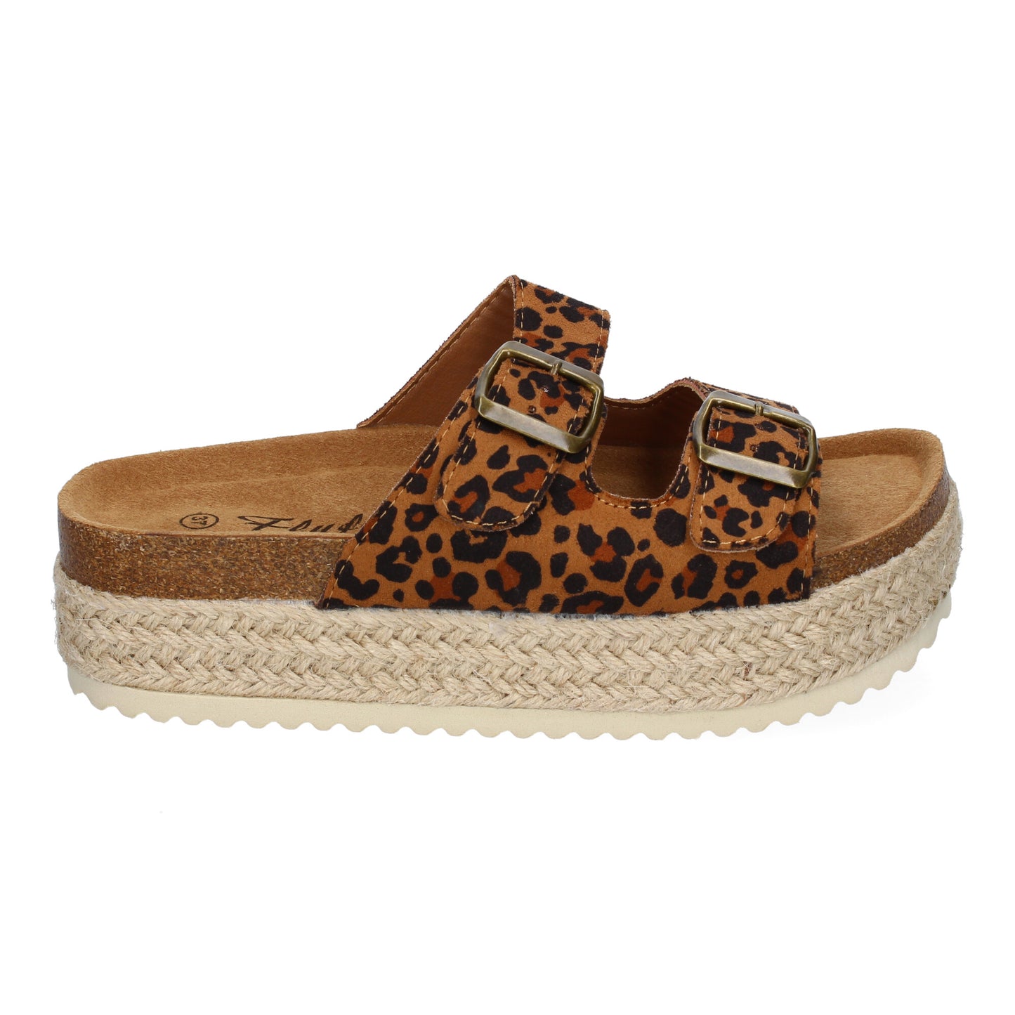 Sandalias Plataforma Mujer Leopardo Yute Planta Anatómica Cómodas
