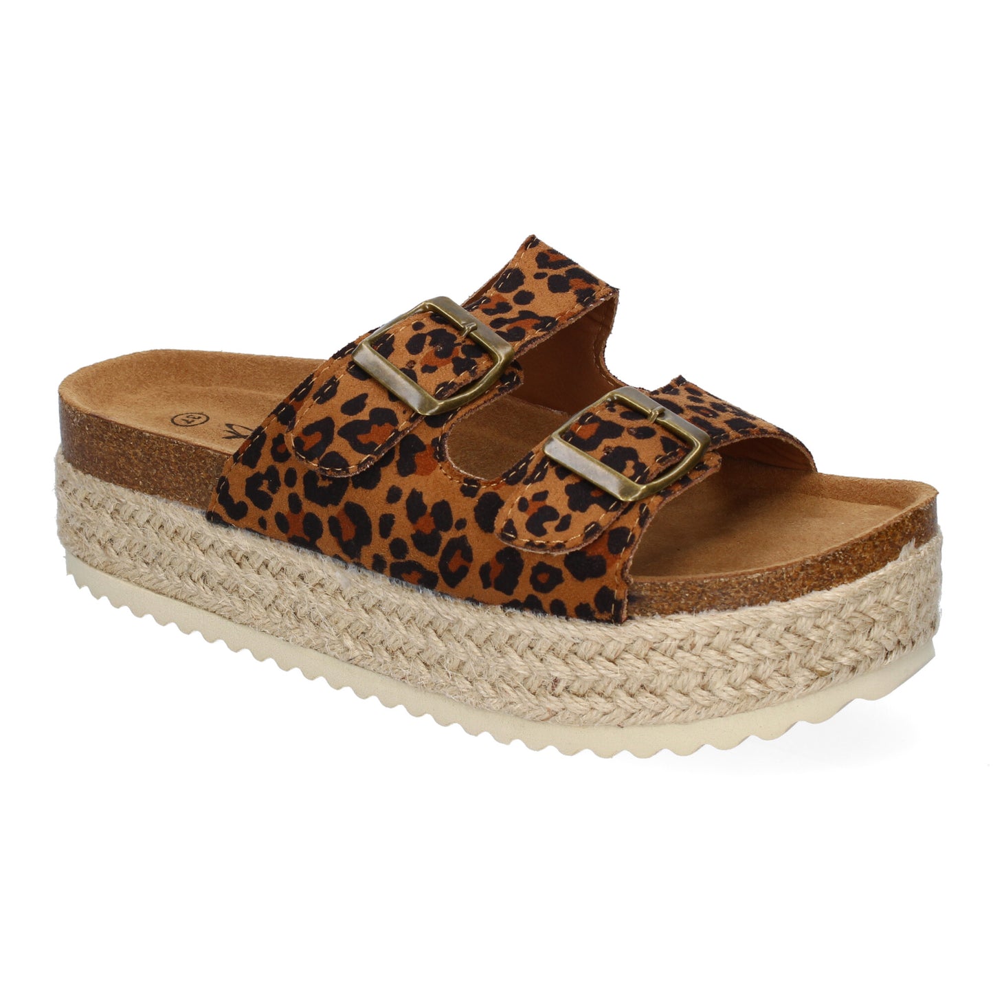 Sandalias Plataforma Mujer Leopardo Yute Planta Anatómica Cómodas