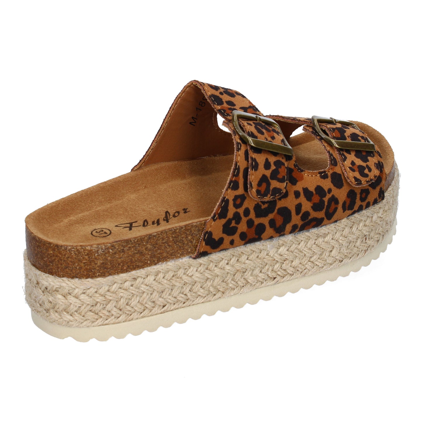Sandalias Plataforma Mujer Leopardo Yute Planta Anatómica Cómodas