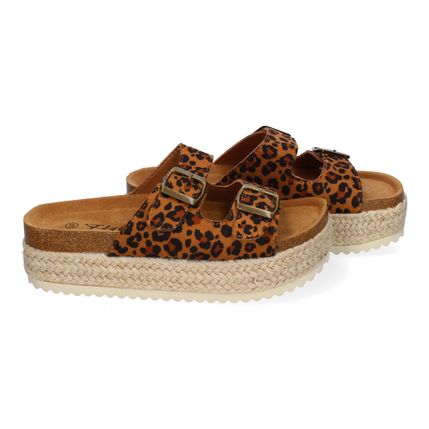 Sandalias Plataforma Mujer Leopardo Yute Planta Anatómica Cómodas