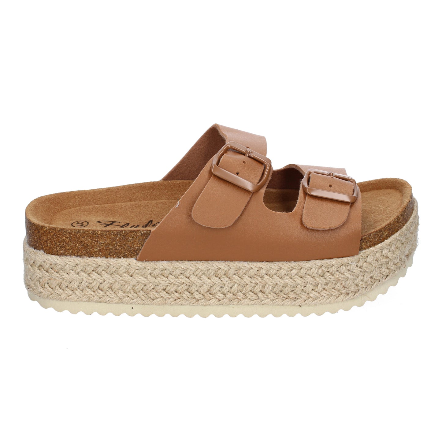 Sandalias Plataforma Mujer Taupe Yute Planta Anatómica Hebillas Pala