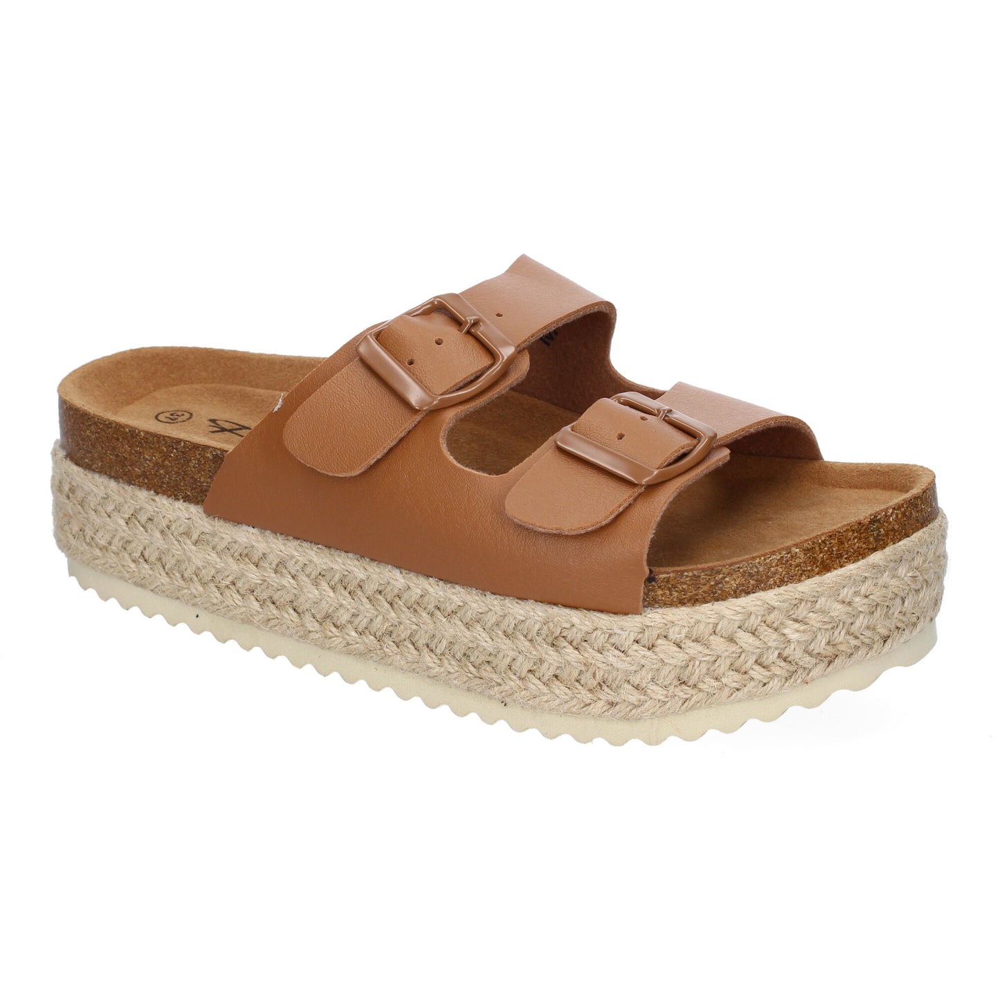 Sandalias Plataforma Mujer Taupe Yute Planta Anatómica Hebillas Pala
