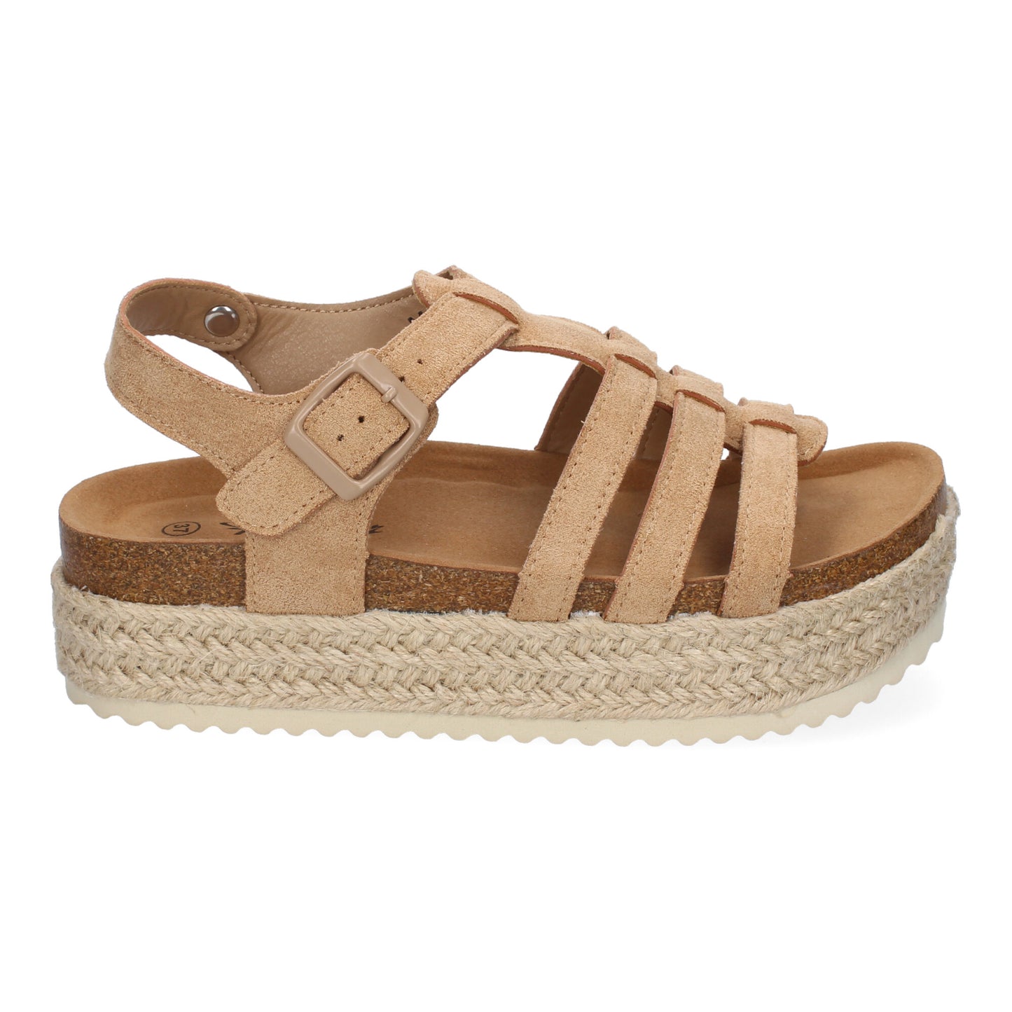 Sandalias Plataforma Yute Kaki Mujer Tiras Cruzadas Ajustables