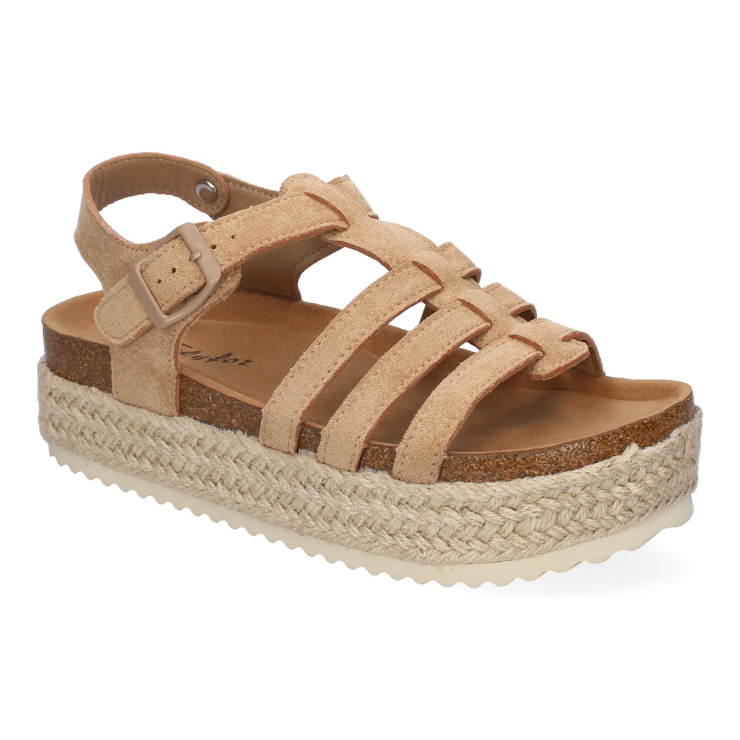 Sandalias Plataforma Yute Kaki Mujer Tiras Cruzadas Ajustables