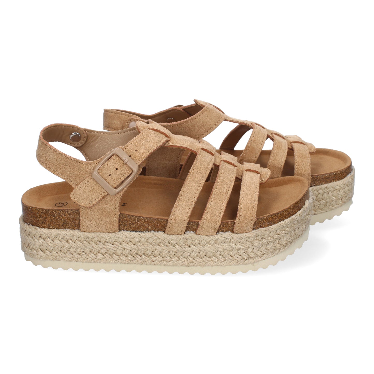 Sandalias Plataforma Yute Kaki Mujer Tiras Cruzadas Ajustables