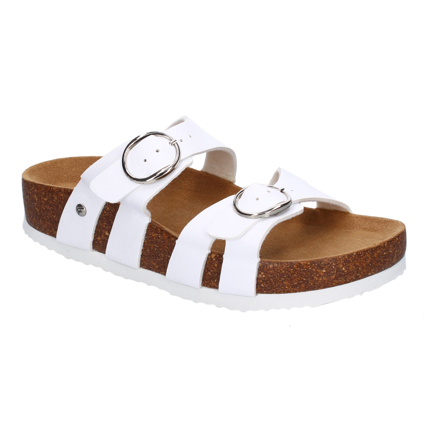 Sandalias Bio Planas Mujer Blanco Doble Hebilla Cómodas y Frescas