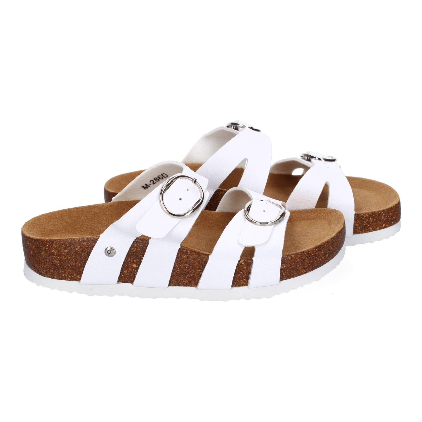 Sandalias Bio Planas Mujer Blanco Doble Hebilla Cómodas y Frescas