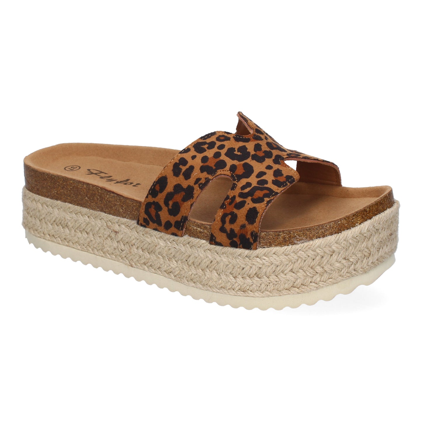 Sandalias Planas Bio Mujer Estampado Leopardo Cómodas Anatómicas