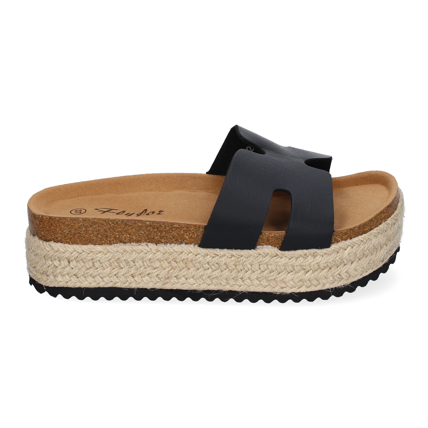 Sandalias Planas Bio Mujer Negras Pala Detalle Cómodas Anatómicas