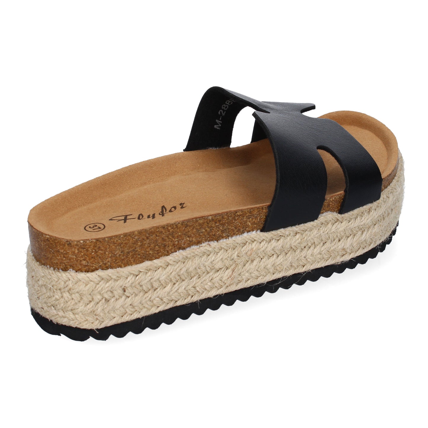 Sandalias Planas Bio Mujer Negras Pala Detalle Cómodas Anatómicas