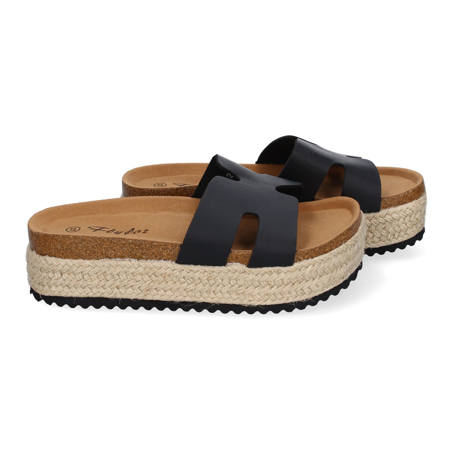 Sandalias Planas Bio Mujer Negras Pala Detalle Cómodas Anatómicas