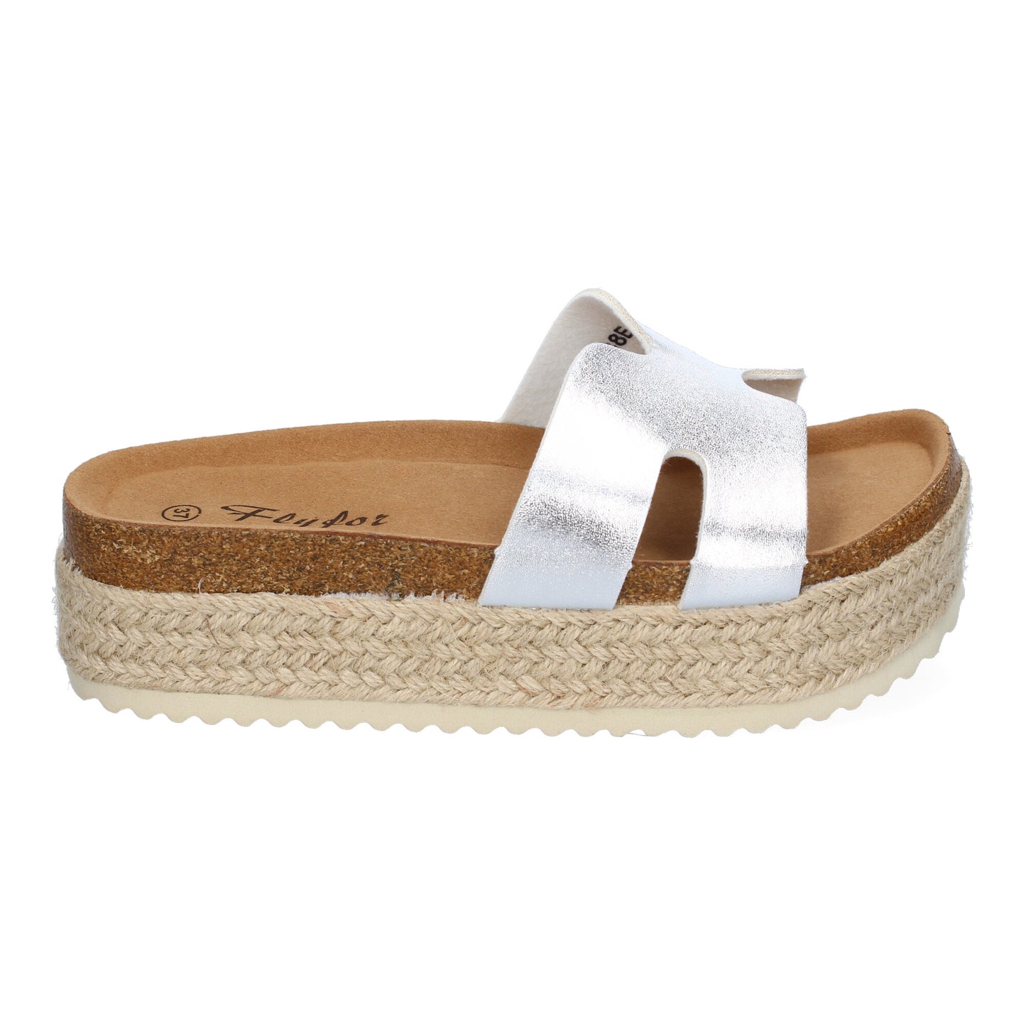 Sandalias Planas Bio Mujer Plata Pala Detalle Modernas Anatómicas