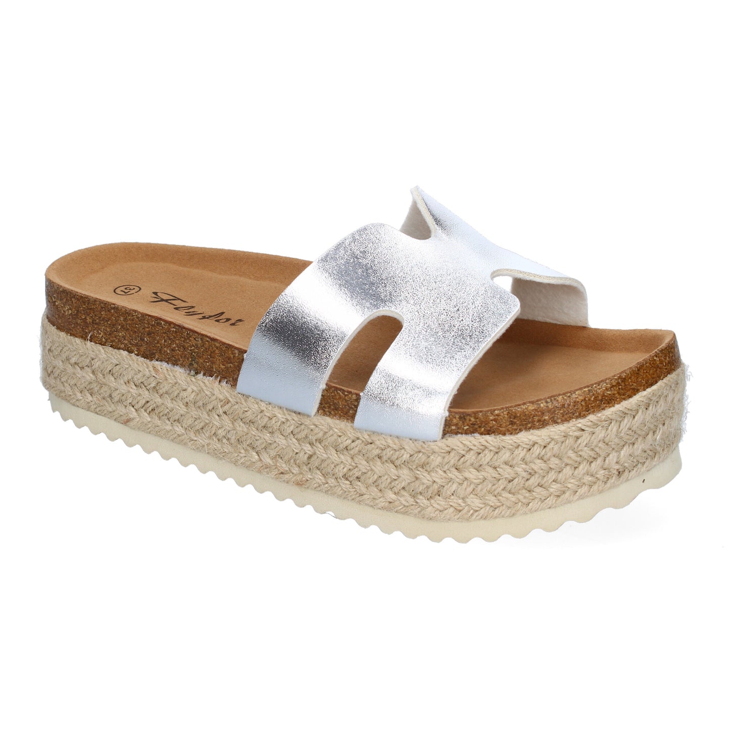 Sandalias Planas Bio Mujer Plata Pala Detalle Modernas Anatómicas