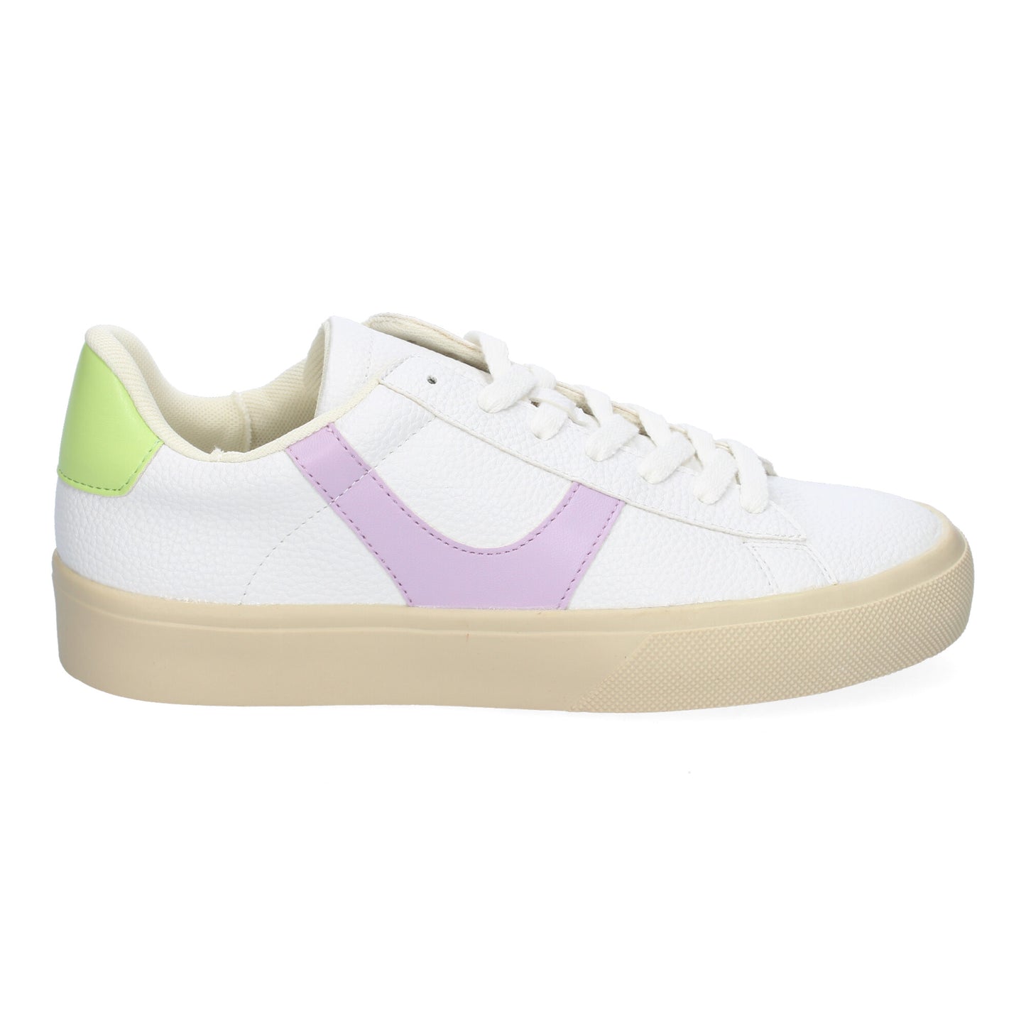 Zapatilla Deportiva Casual Lila con Cordones y Detalles Laterales