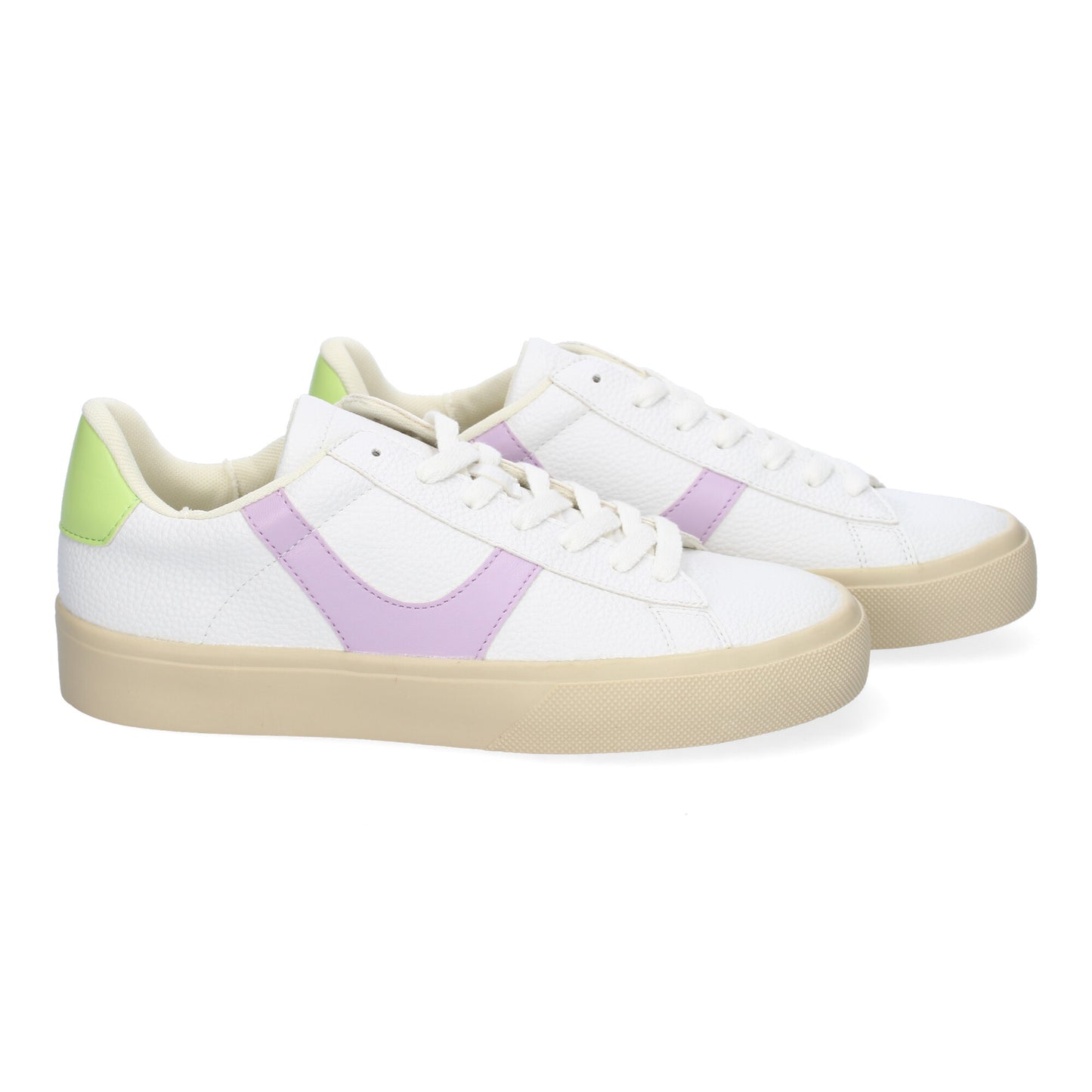 Zapatilla Deportiva Casual Lila con Cordones y Detalles Laterales