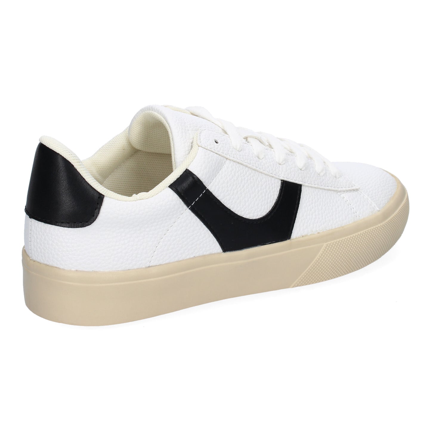 Zapatilla Deportiva Casual Negra con Cordones y Detalles Laterales