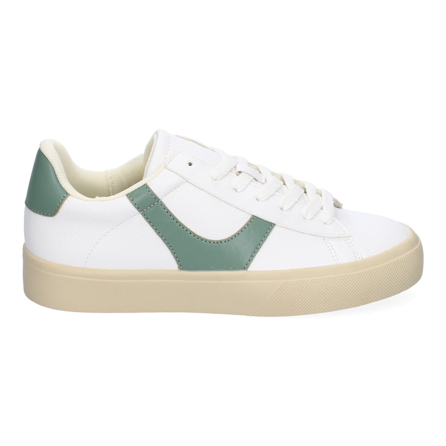 Zapatilla Deportiva Casual Verde con Cordones y Detalles Laterales