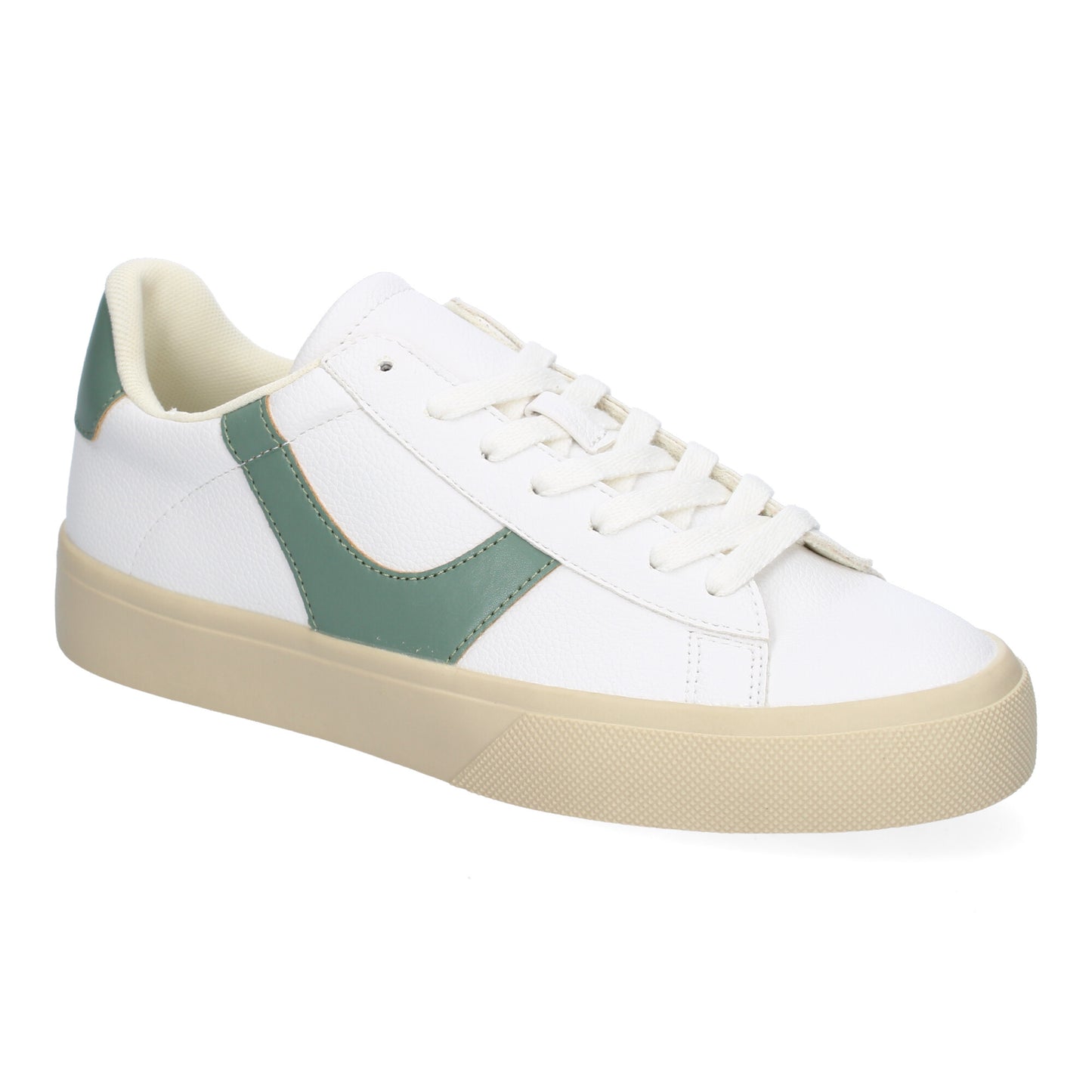 Zapatilla Deportiva Casual Verde con Cordones y Detalles Laterales