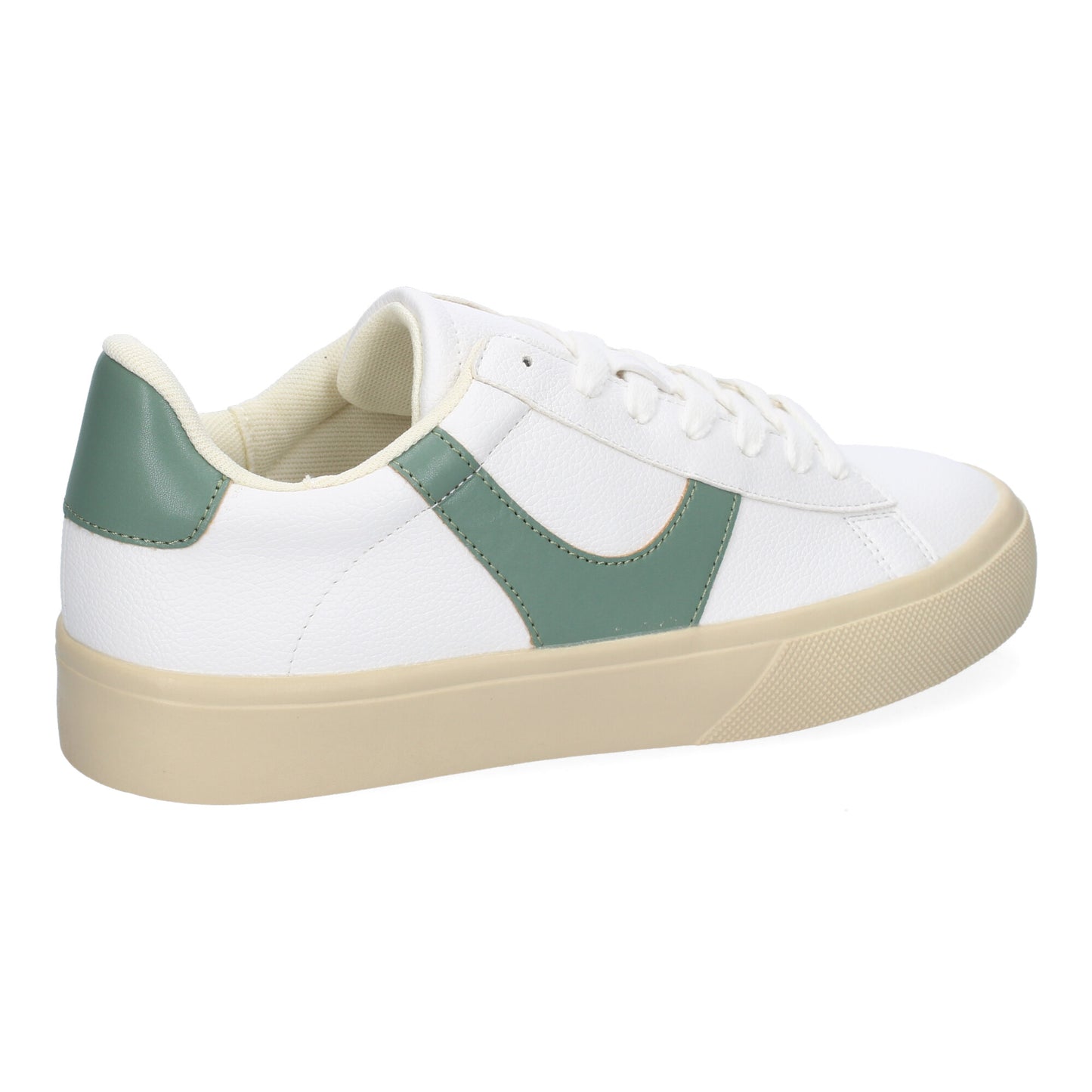 Zapatilla Deportiva Casual Verde con Cordones y Detalles Laterales