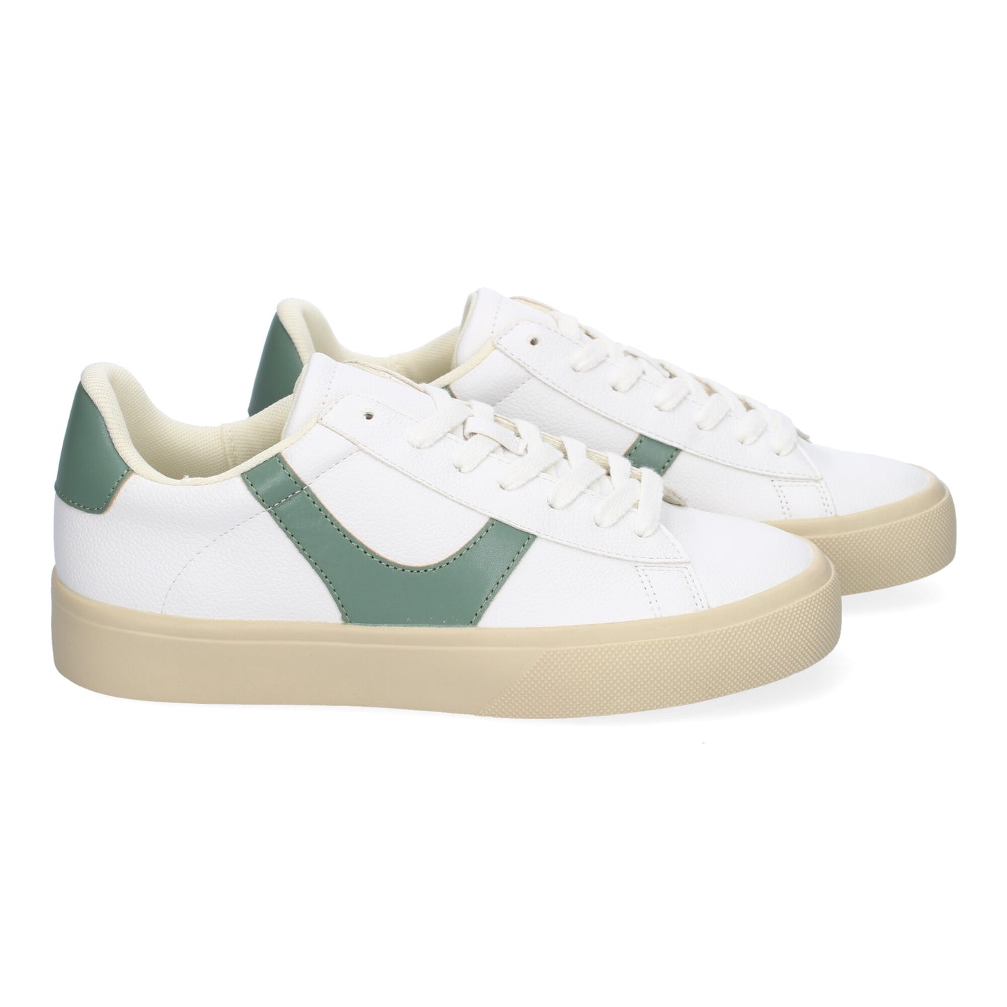 Zapatilla Deportiva Casual Verde con Cordones y Detalles Laterales