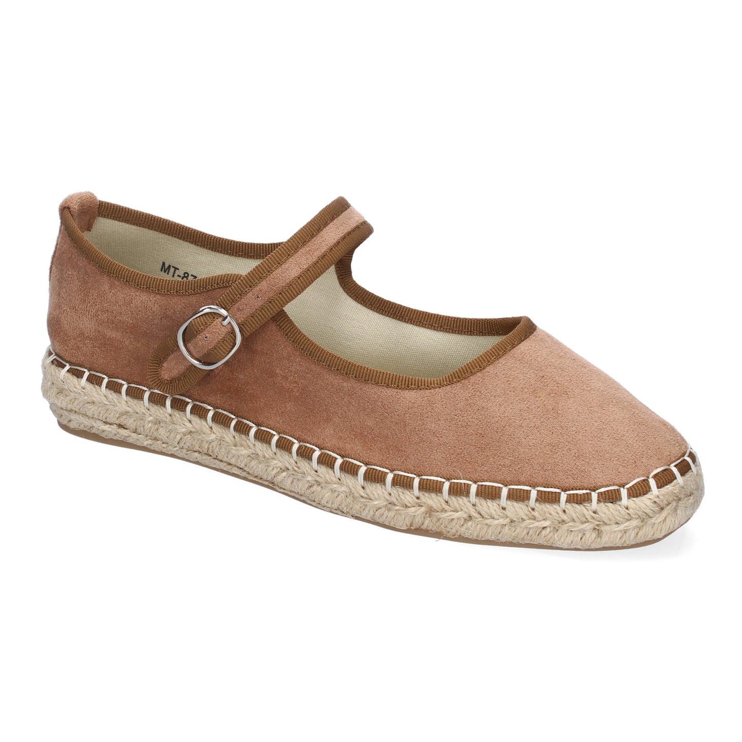 Bailarina Alpargata Kaki de Yute con Punta Redonda y Hebilla