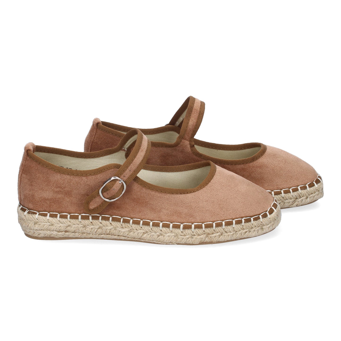 Bailarina Alpargata Kaki de Yute con Punta Redonda y Hebilla