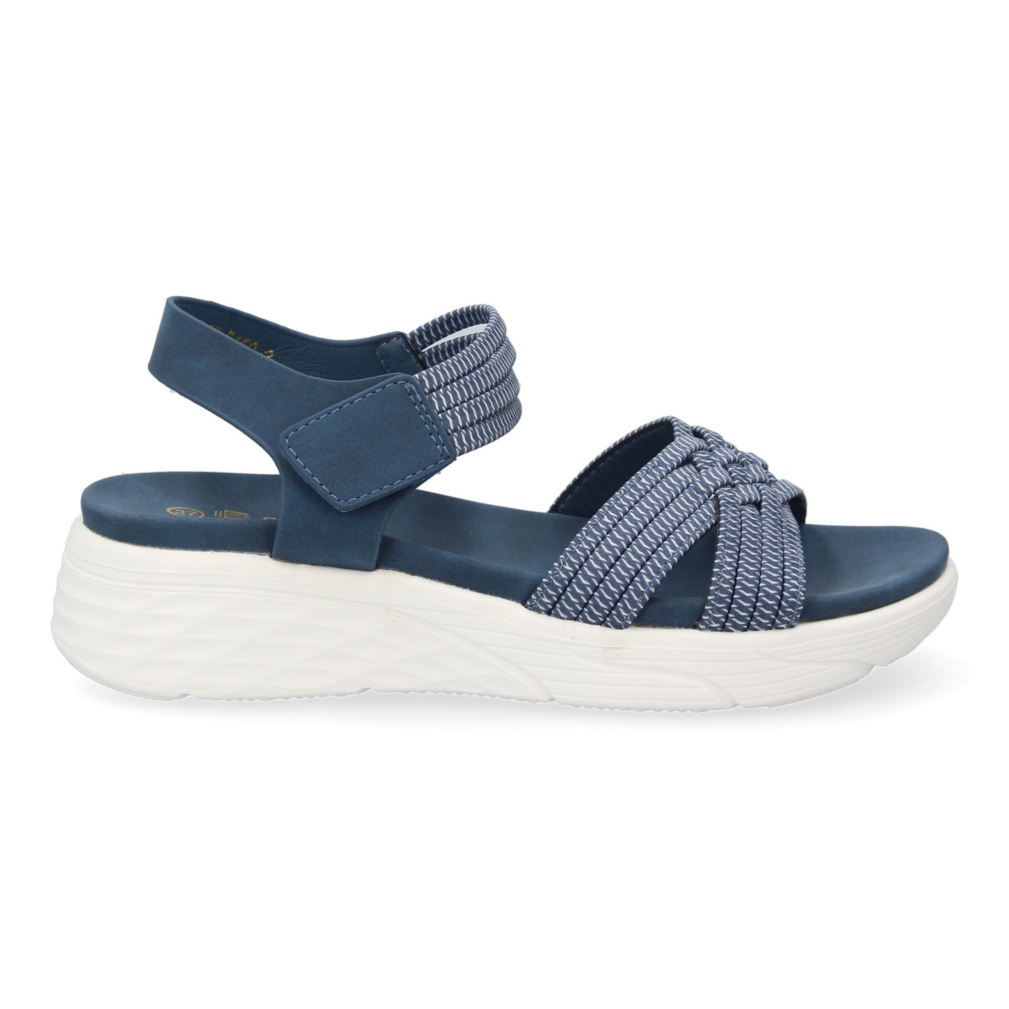 Sandalias Planas Azules con Tiras Elásticas Trenzadas y Velcro