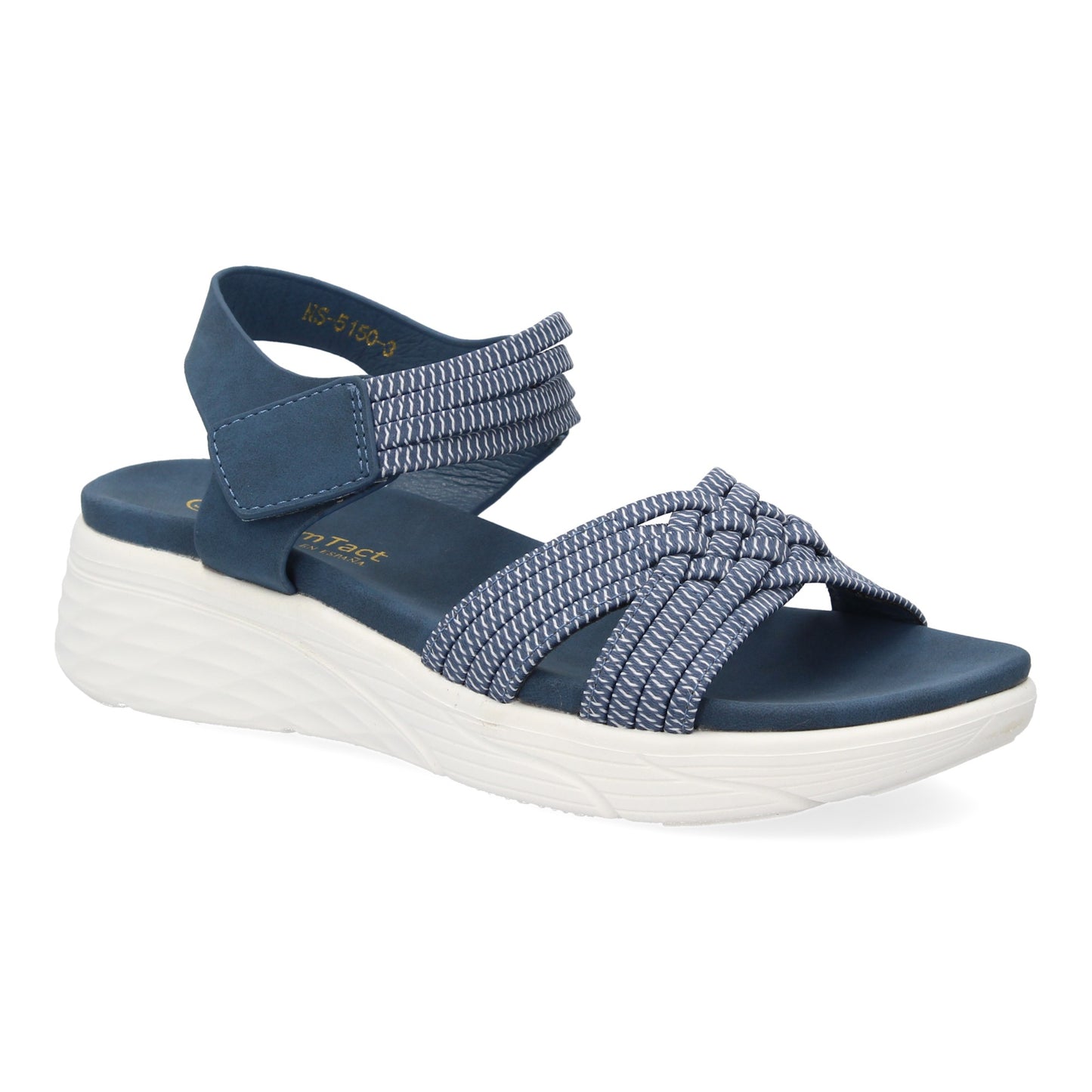 Sandalias Planas Azules con Tiras Elásticas Trenzadas y Velcro