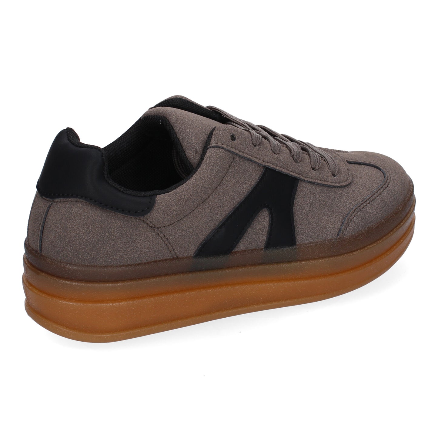Zapatillas deportivas planas de mujer en color gris, cómodas para uso diario.