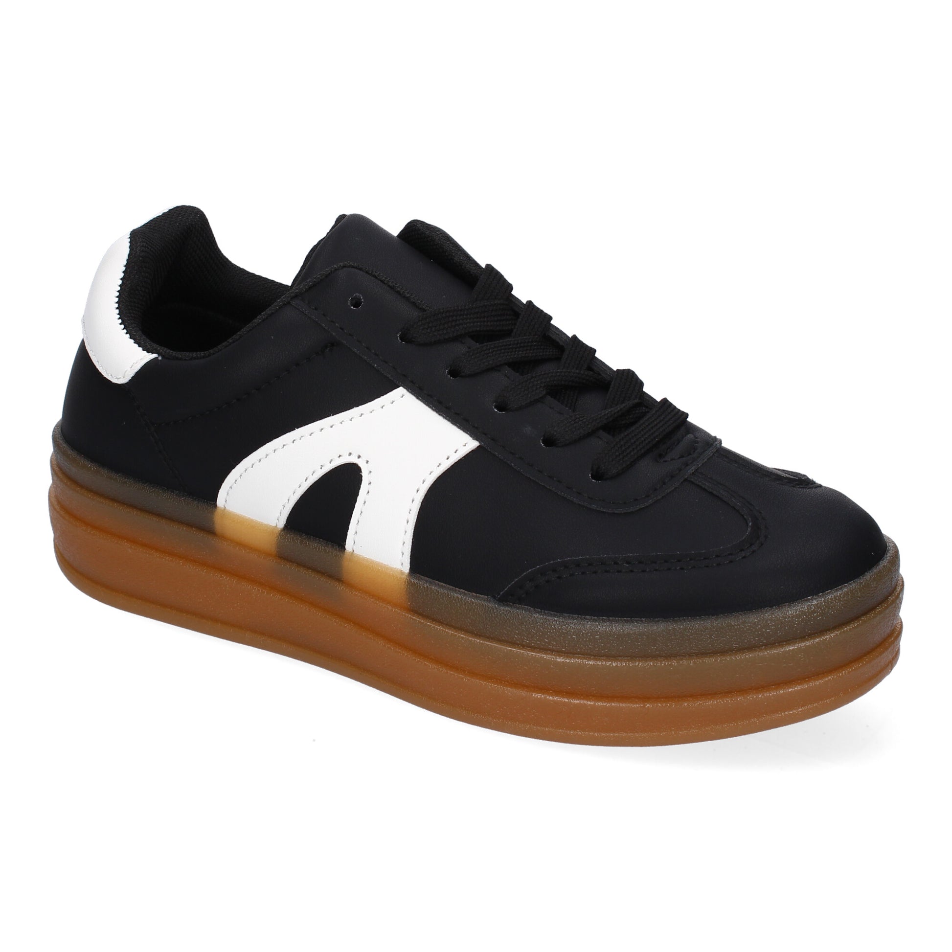 Zapatillas deportivas planas de mujer en color negro, cómodas para uso diario.