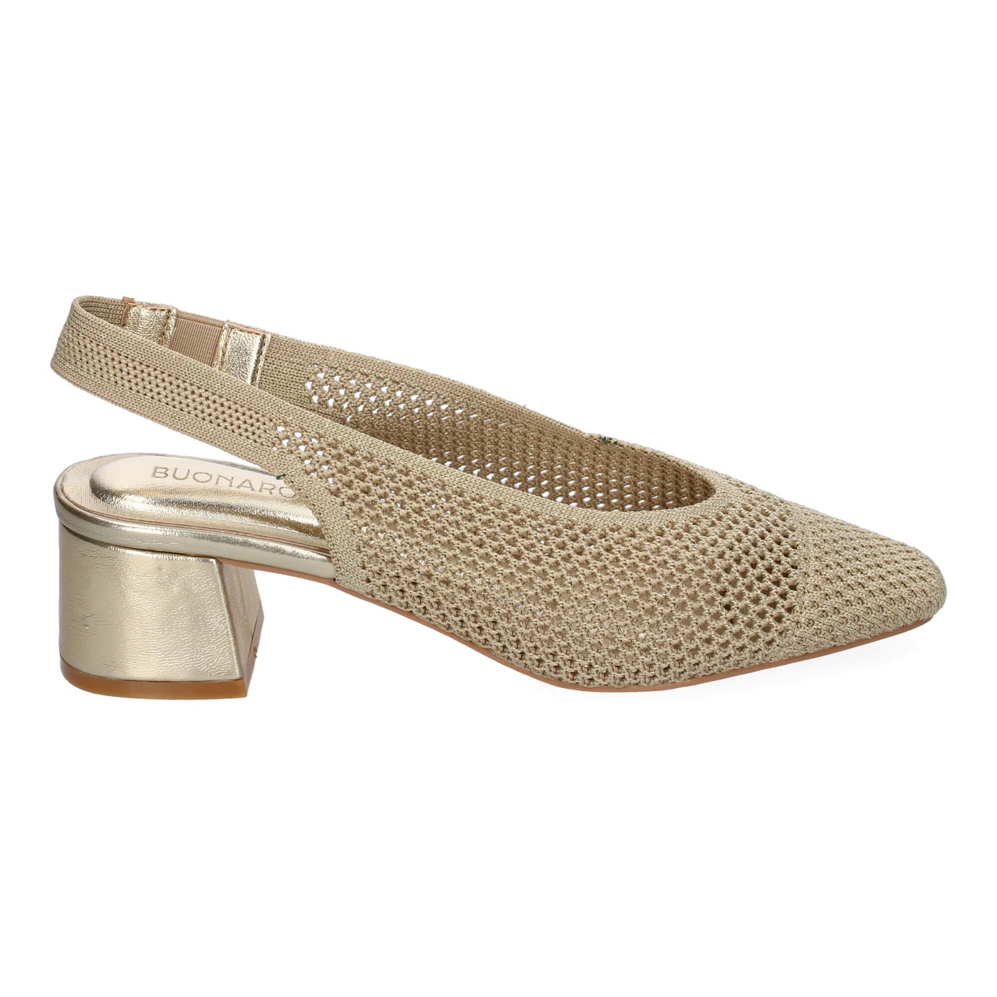 Zapato de Tacón Oro Estilo Salón - Punta Fina y Calados