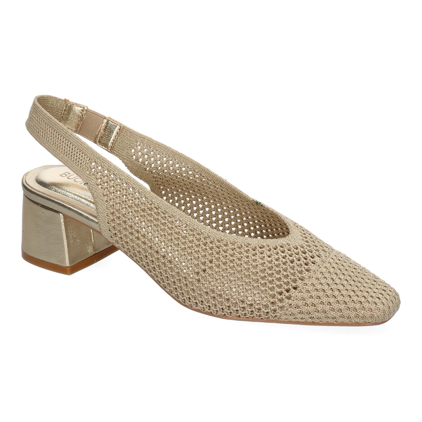 Zapato de Tacón Oro Estilo Salón - Punta Fina y Calados