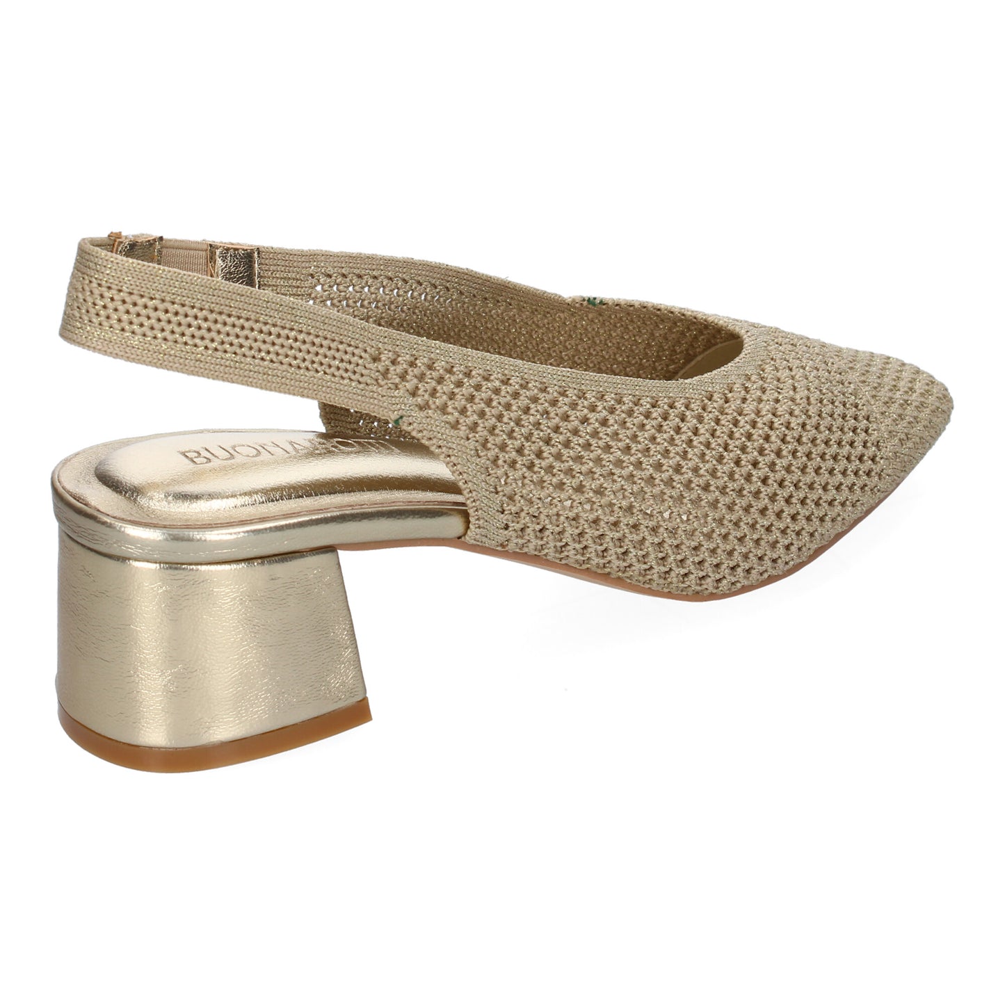 Zapato de Tacón Oro Estilo Salón - Punta Fina y Calados