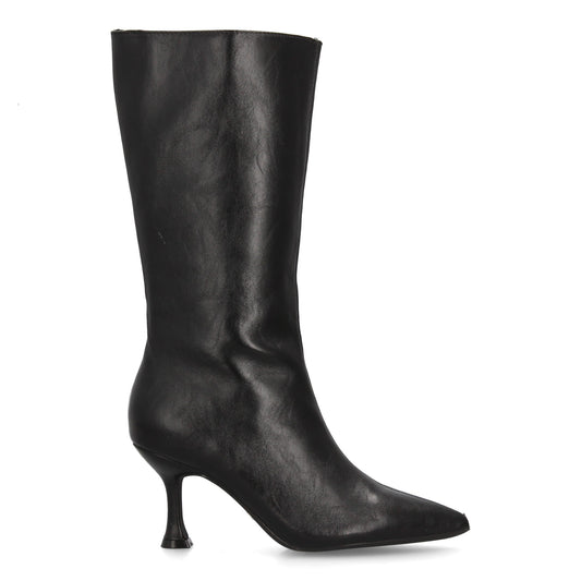 Botas altas caña media  negras con tacón fino