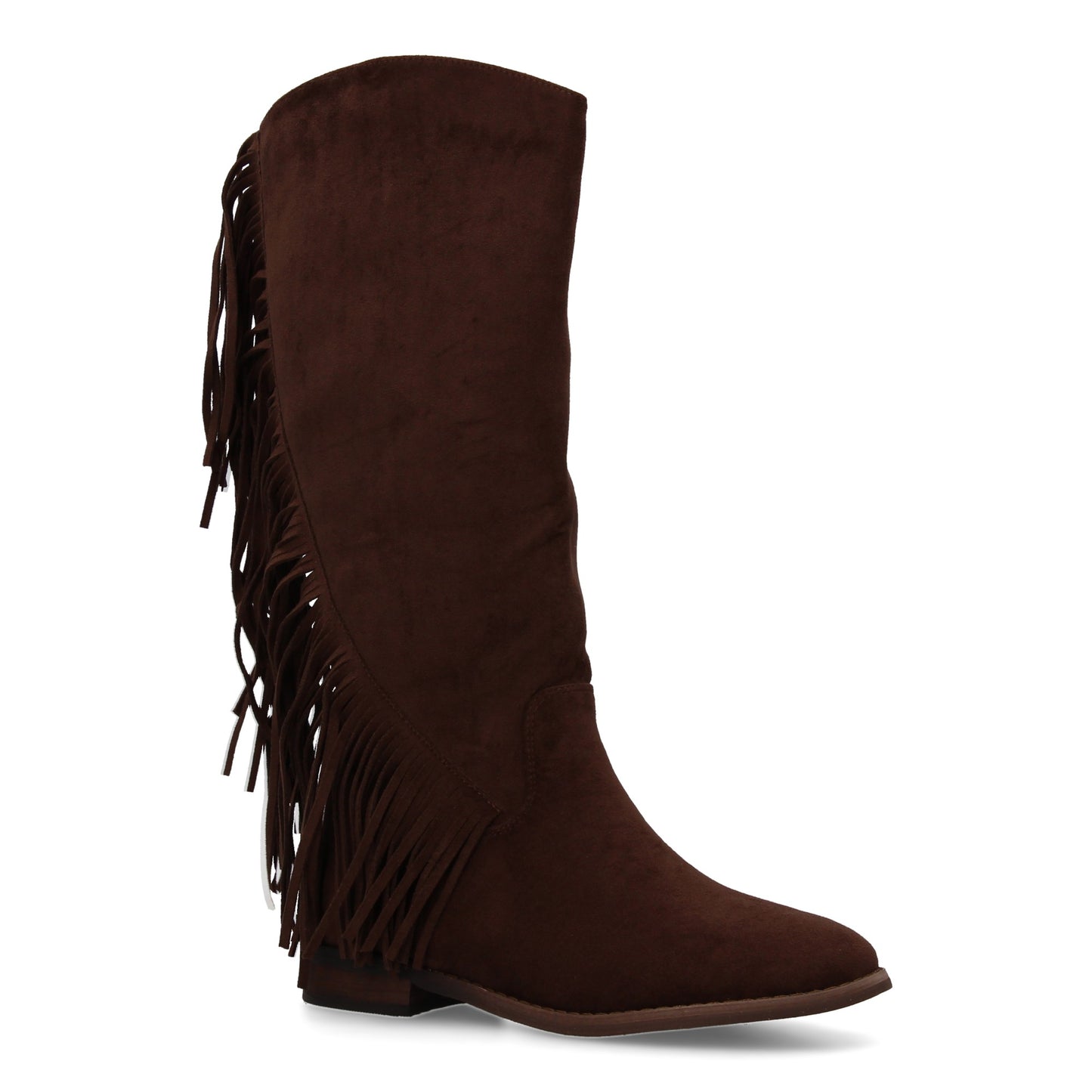 Bota Cowboy Plana Marrón con Flecos y Cremallera