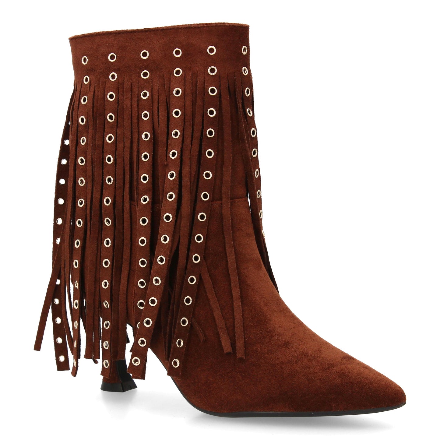 Botín Marrón de Flecos Largos - Punta Fina y Tacón Fino