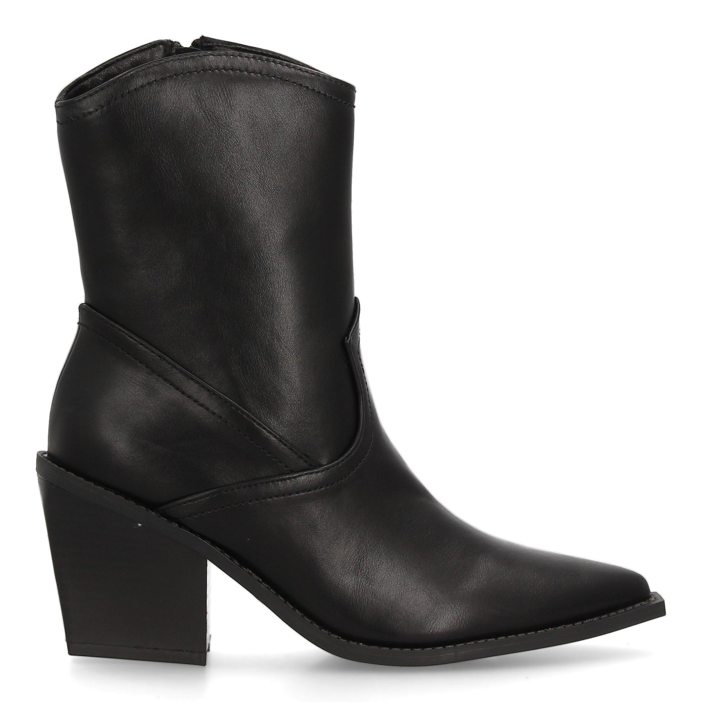 Bota Cowboy Negra Minimalista con Tacón Ancho Cómodo