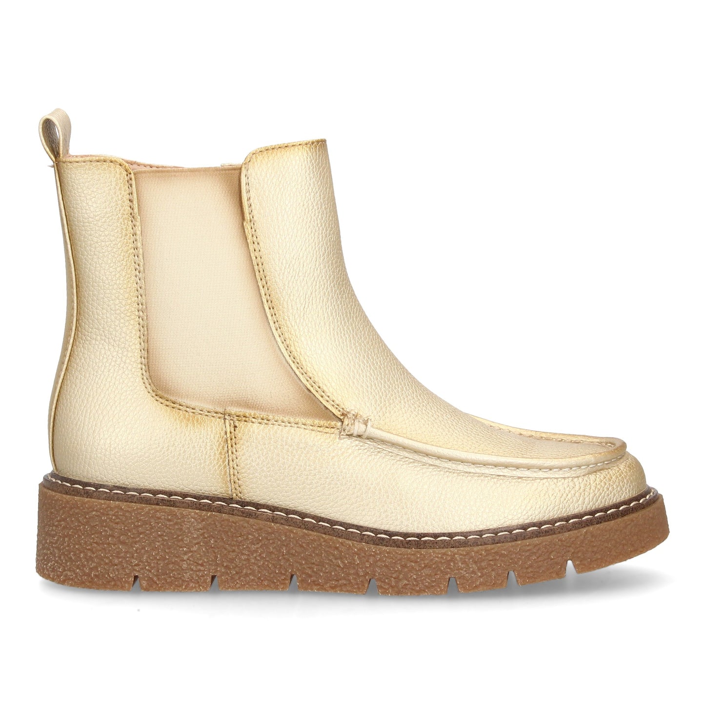 Bota Chelsea Oro con Cuña - Paneles Elásticos Metálicos