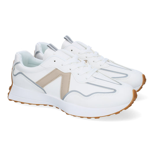 Zapatillas casuales de hombre color kaki, con cordones, acolchadas, con refuerzo en puntera.