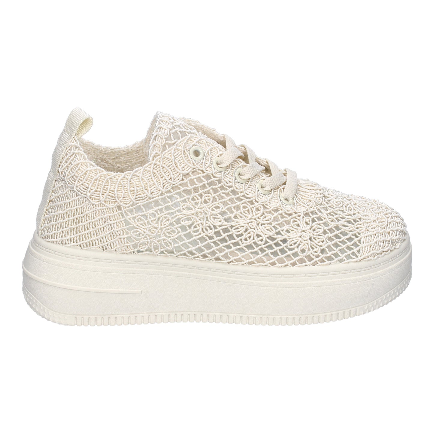 Zapatillas Casual Beige de Encaje Floral - Primavera/Verano
