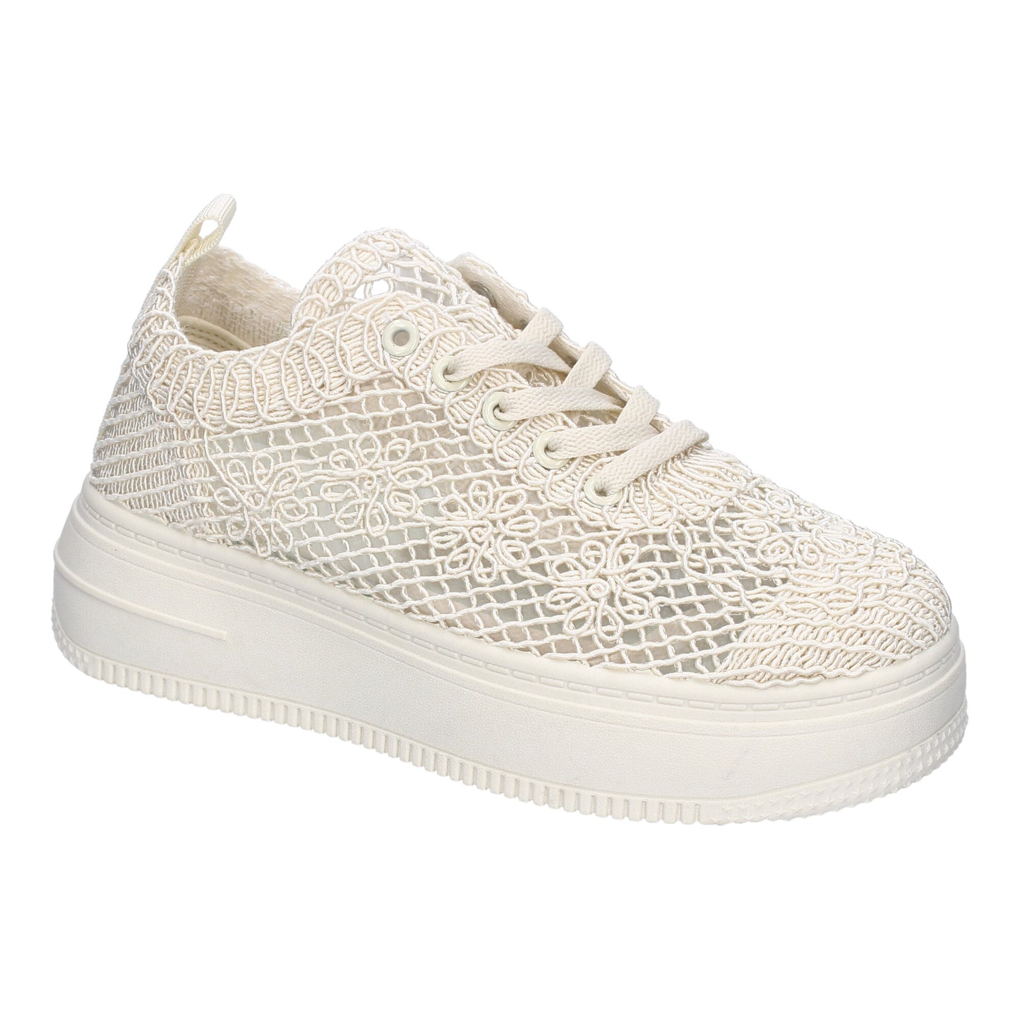 Zapatillas Casual Beige de Encaje Floral - Primavera/Verano