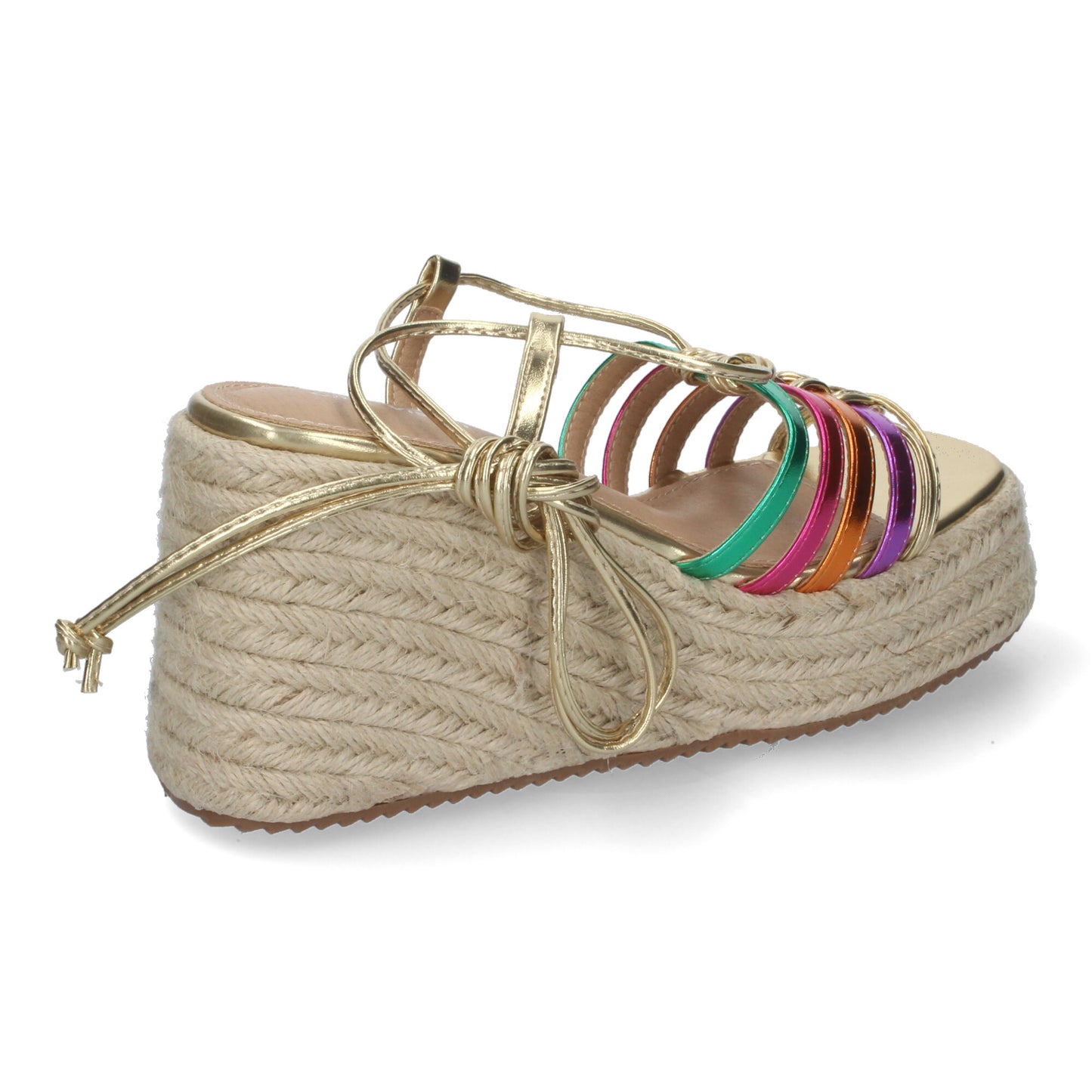 Sandalias con Cuña de Yute Cómodas y Elegantes Con Tirantes en la Pala Estilo Veraniego con Cierre de Cordones y Puntera Abierta Multicolor