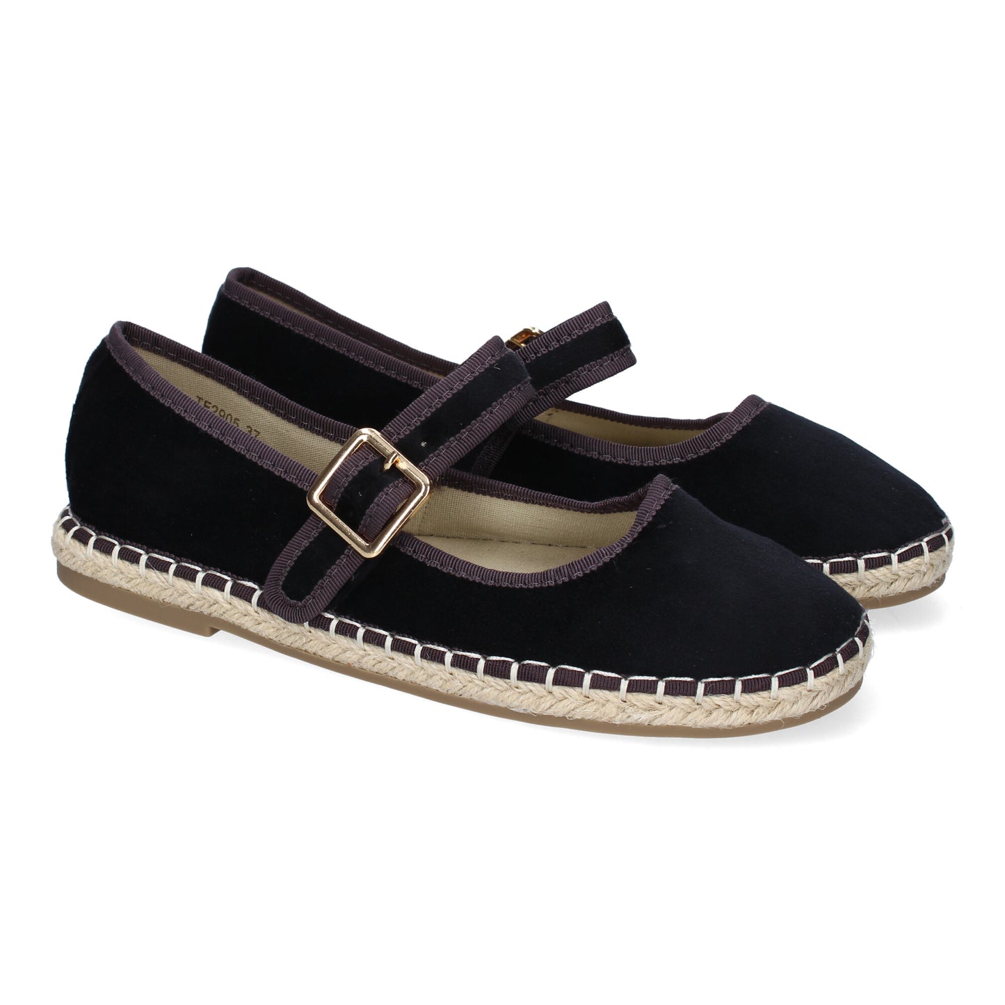Bailarina alpargata negra de yute, diseño moderno, cómoda y con cierre de hebilla.
